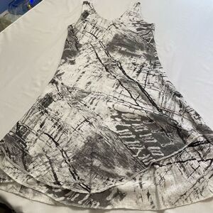 Charlie B Grey White Cotton Sleeveless Dress Size Medium Made in Italy